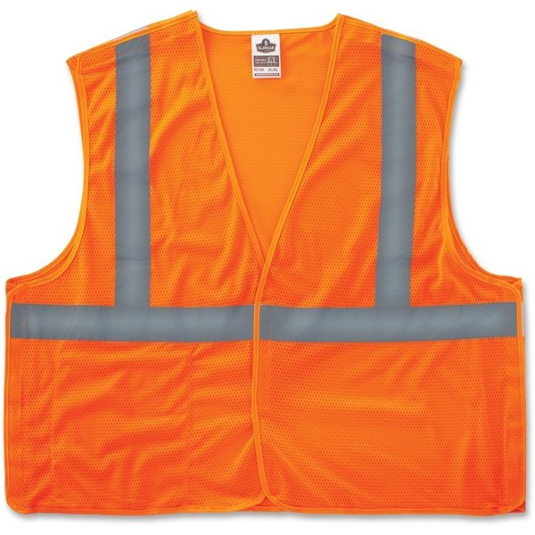 Glowear Safety Vest, Class 2, Hi-Vis, Breakaway, Mesh, L/XL, Orange EGO21065